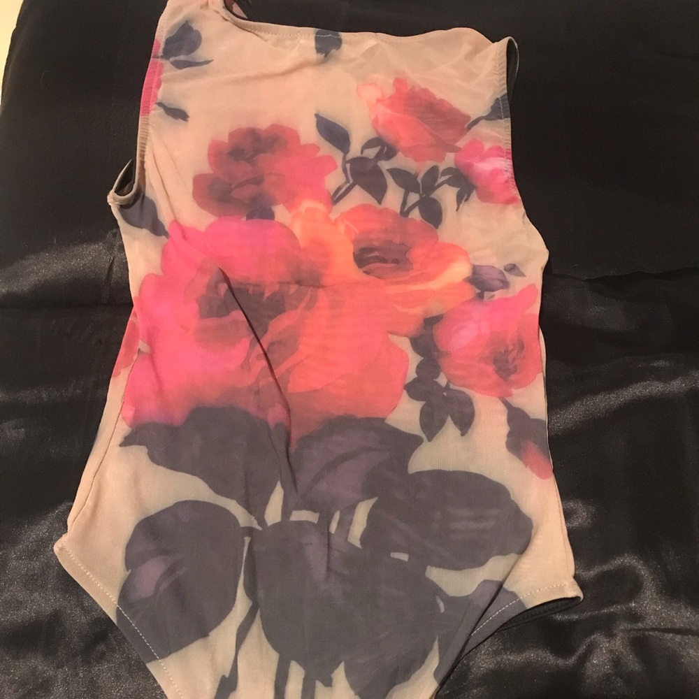 Play suit floral mesh material